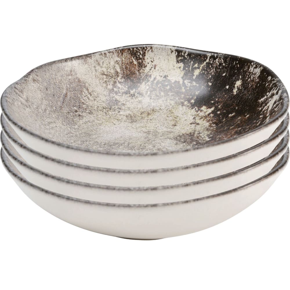 Assiette creuse en céramique marron et beige d19 - lot de 4 Assiette creuse en céramique marron et beige d19 - lot de 4