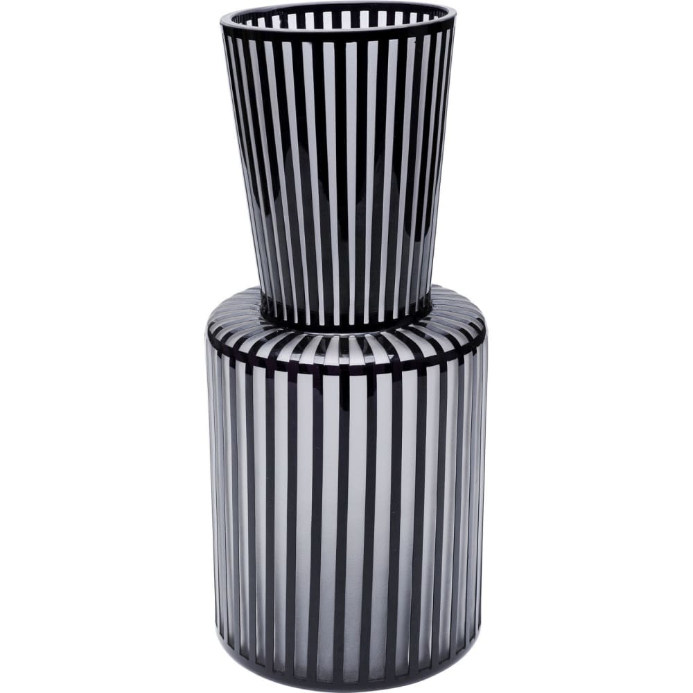 Kare Design Vase mit Streifen aus Glas, schwarz und weiß, H41cm style modern - Glas