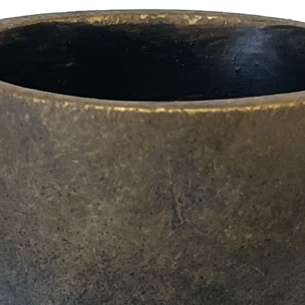 Cache pot de fleurs en ciment gris et or H9cm — vue 3