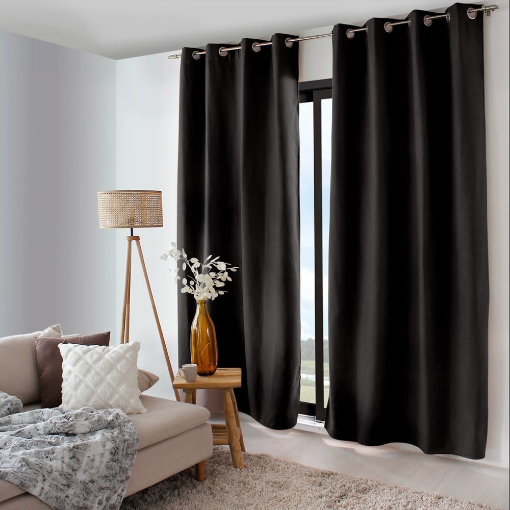 Rideau thermique doublé polyester noir 240x135cm