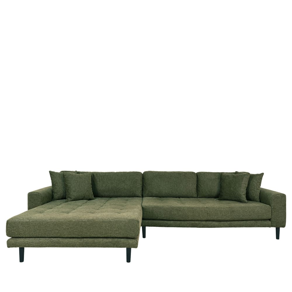 Canapé d'angle gauche moderne en tissu MILIME vert kaki 290x170x76cm