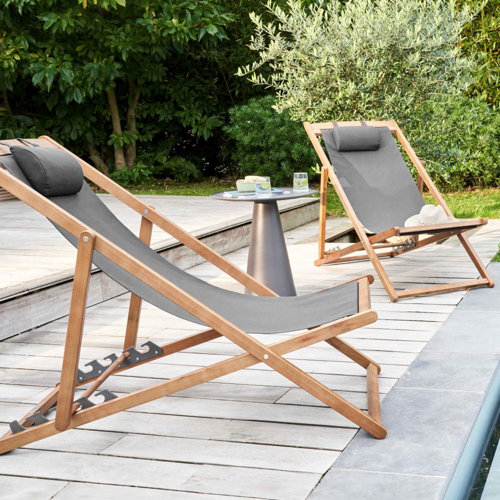 Juego de 2 sillas de madera de eucalipto gris - Maisons du Monde