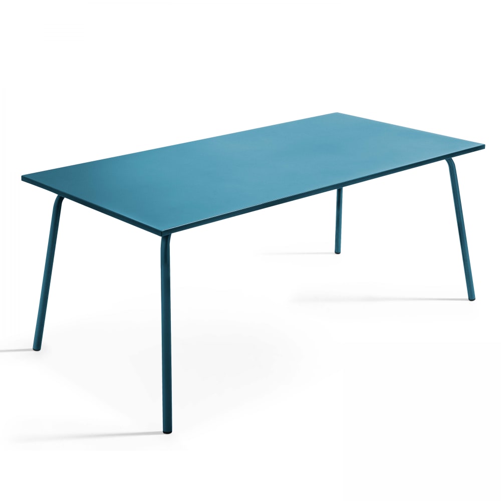 Salon de jardin 2 bancs et 4 chaises en acier bleu pacific - Maisons du Monde