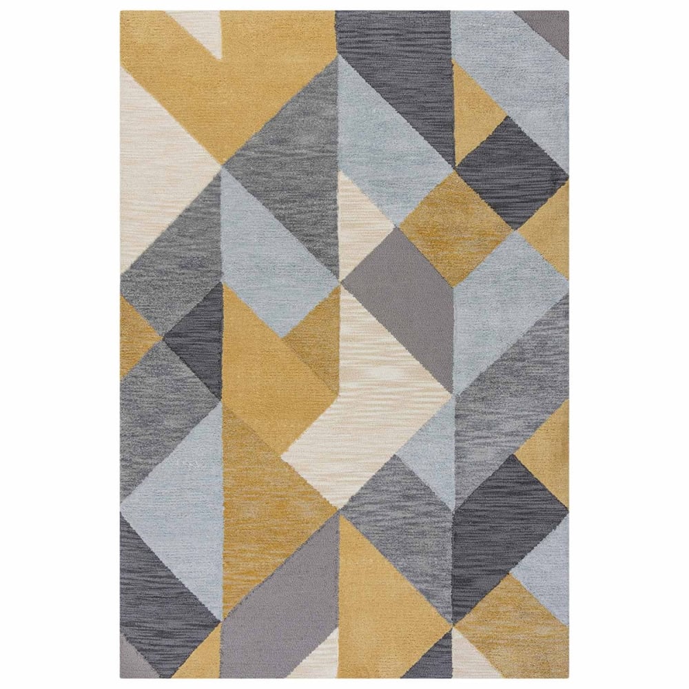 Tapis de salon en polyester jaune 120x170 cm