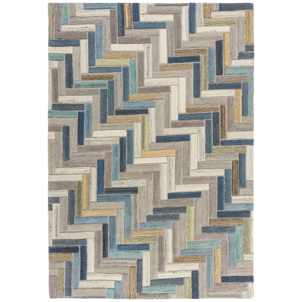 Tapis de salon en laine bleu turquoise 120x170 cm