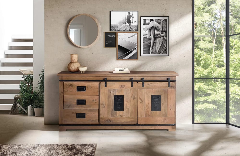 Aparador de estilo industrial en madera maciza de mango y metal - Maisons du Monde