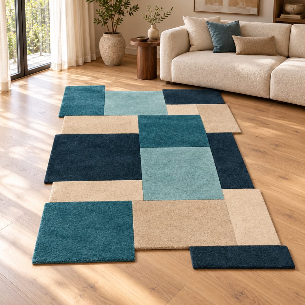 Novatrend Design-Teppich aus reiner Wolle 200x290 cm style classic chic Blau Wolle