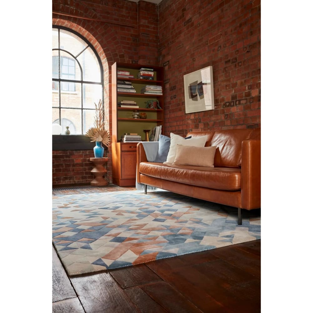 Tapis de salon en laine bleu 120x170 cm