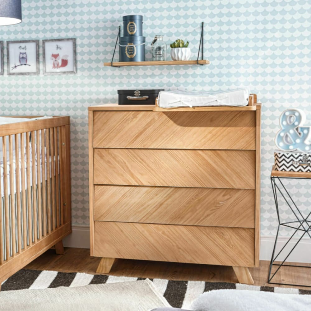 Commode à langer 4 tiroirs bois massif (ID Kids) - Image 3