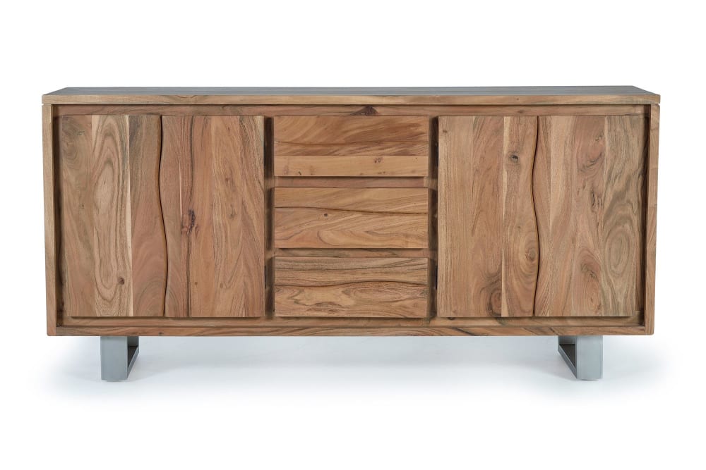 GINER Y COLOMER Sideboard mit 4 Türen und 3 Schubladen aus Akazienholz. Artikelmaße: 82cm Höhe -172cm Länge - 45cm. Artikelgewicht: 98kg. Braun