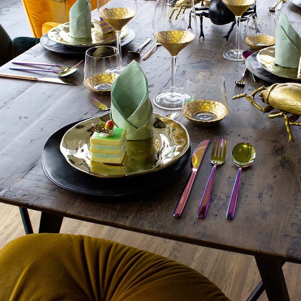 Lot de 6 - Verre à eau en verre fond doré