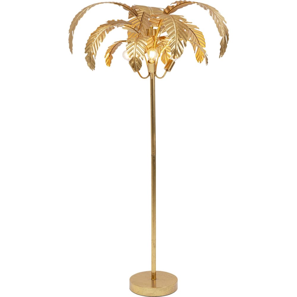 Lampadaire feuilles de palmier en acier doré h170 — vue 4