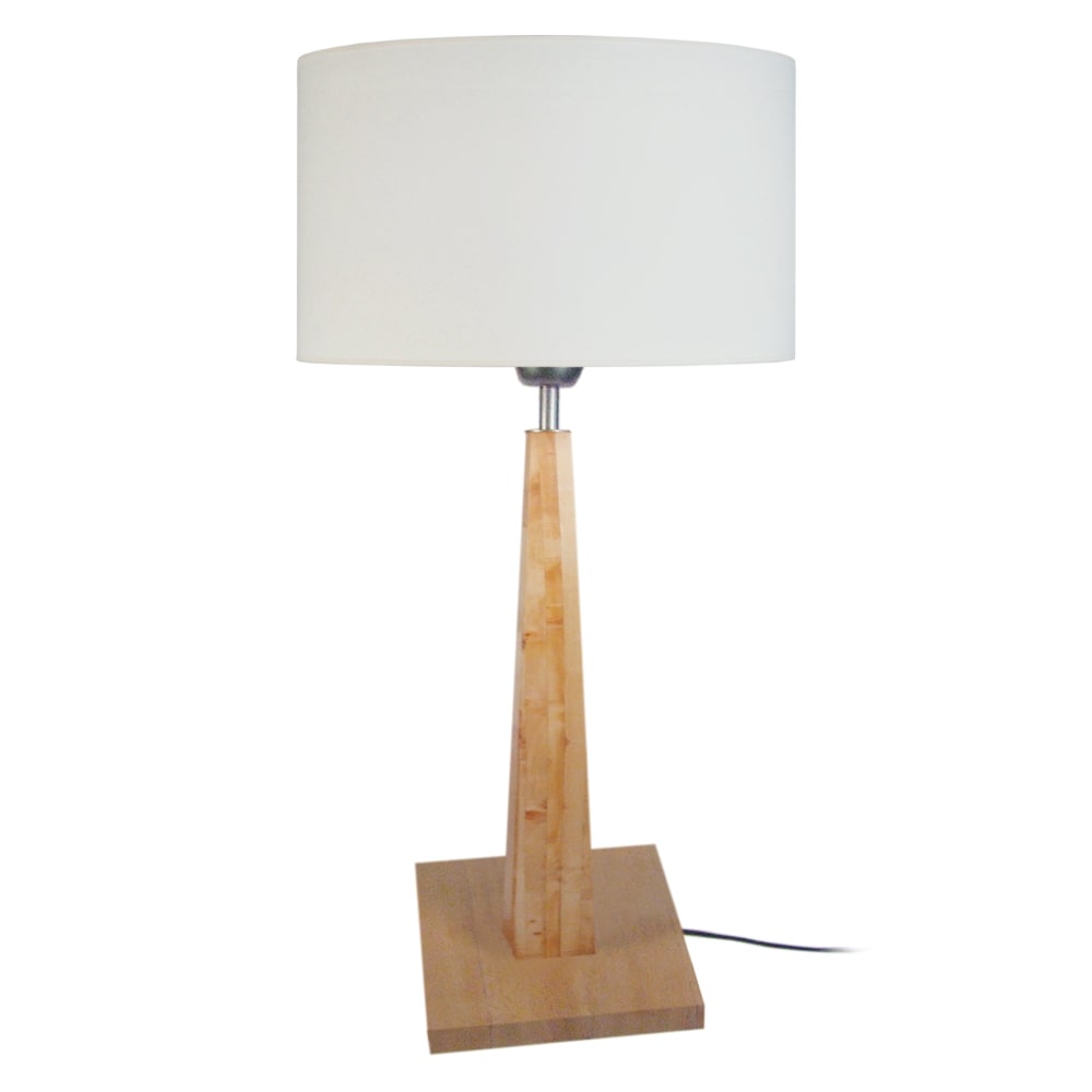 Lampe à table bois naturel abat-jour écru