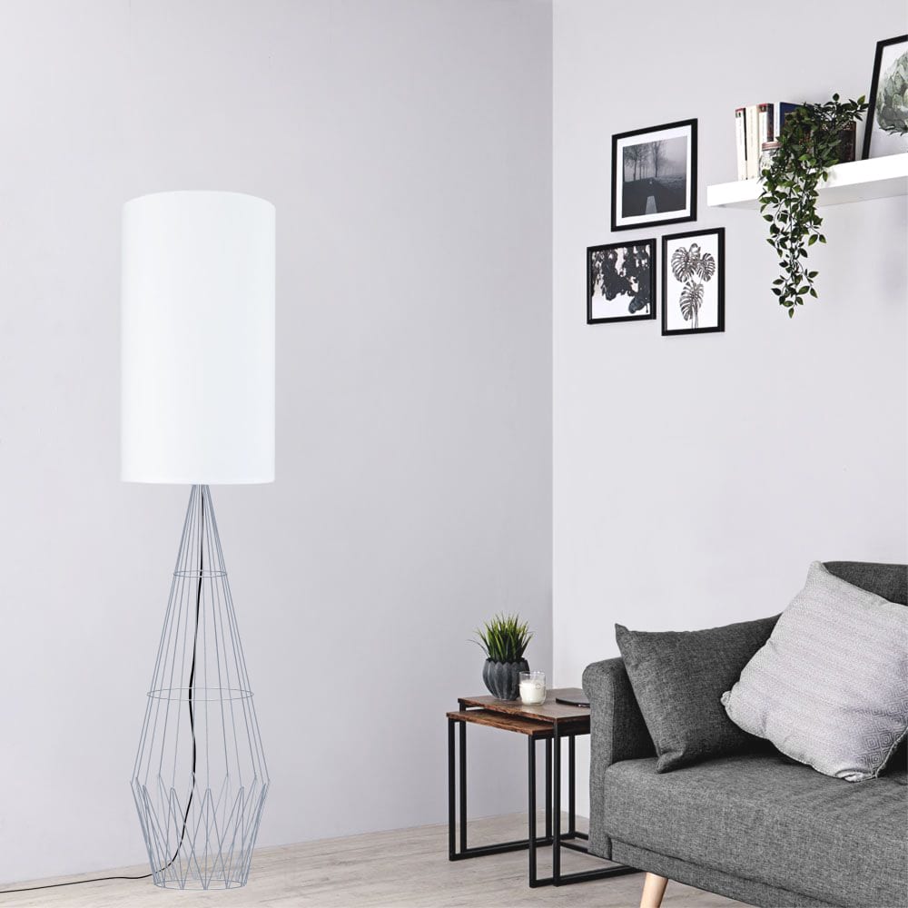 Lampadaire métal abat-jour tissu gris — vue 3