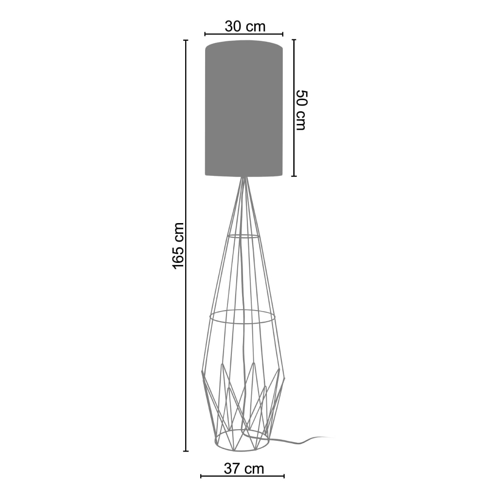 Lampadaire métal abat-jour tissu gris — vue 4