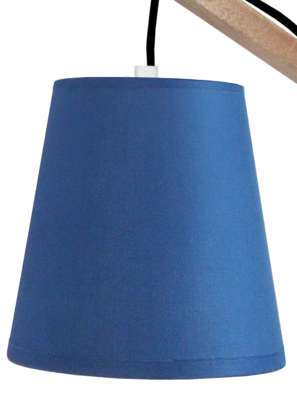 Lampe à poser métal pied bois naturel abat-jour bleu — vue 4