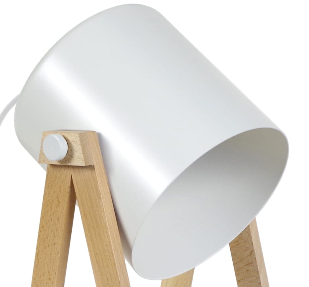 Lampe à poser bois naturel abat-jour métal ivoire — vue 4