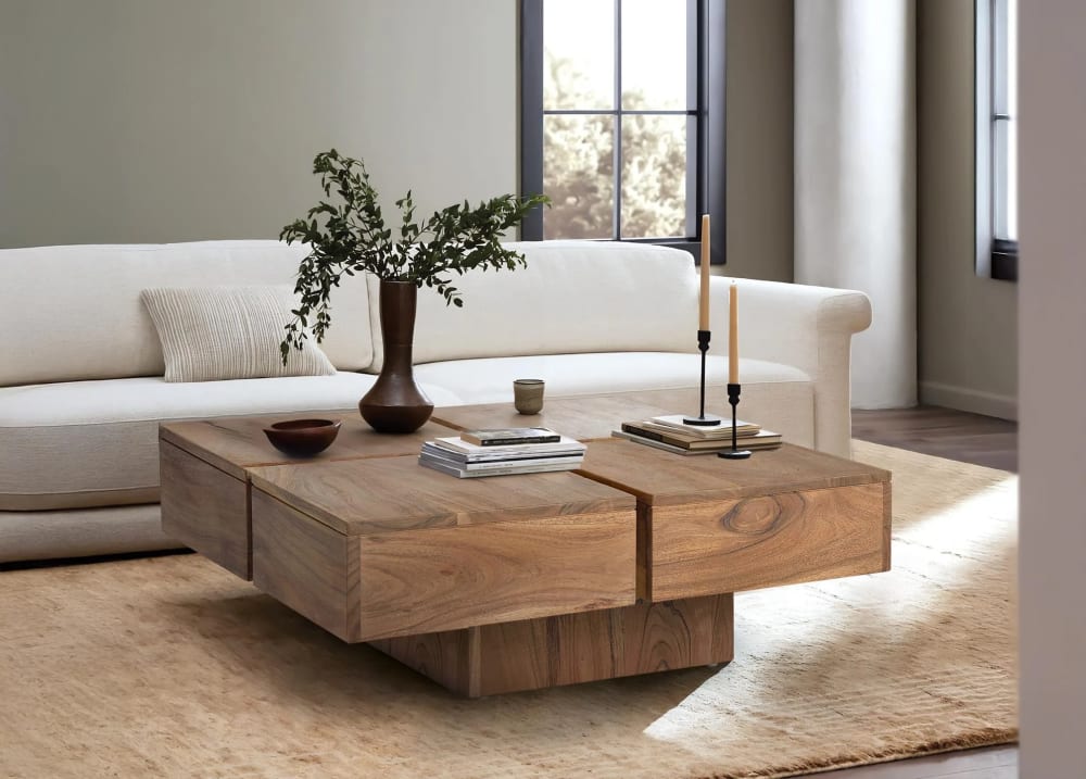 Tavolino in legno di acacia e metallo - GINER Y COLOMER