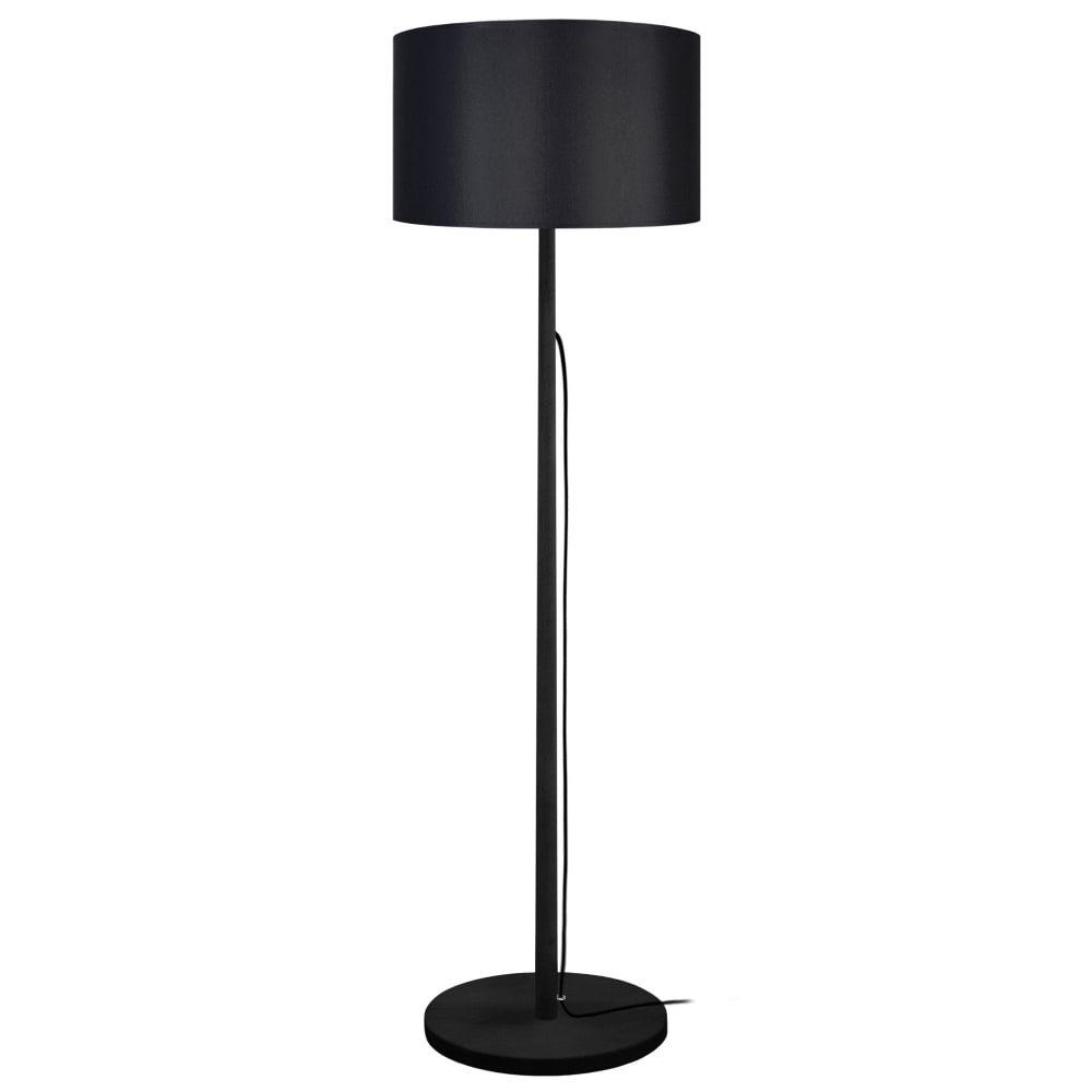 Lampadaire bois noir abat-jour tissu noir — vue 3