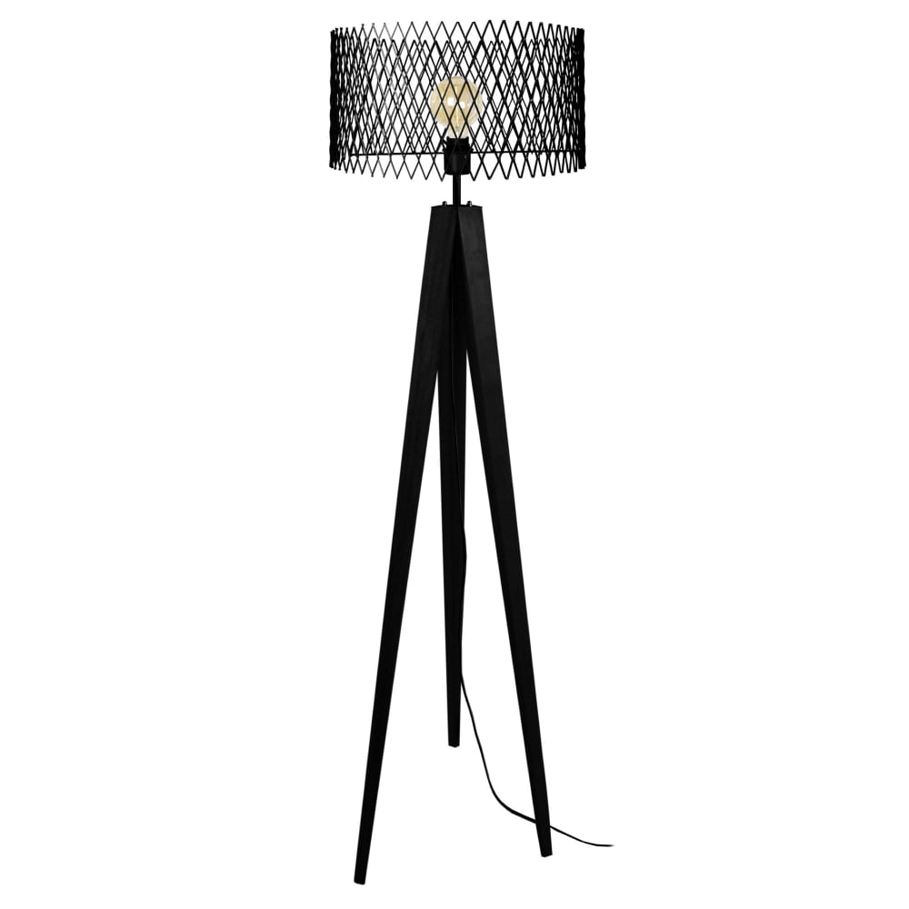 Lampadaire bois noir abat-jour métal noir - Maisons du Monde