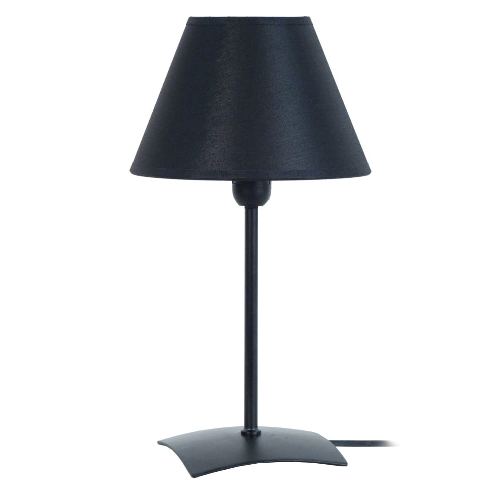 Lampe de table métal noir abat-jour tissu noir