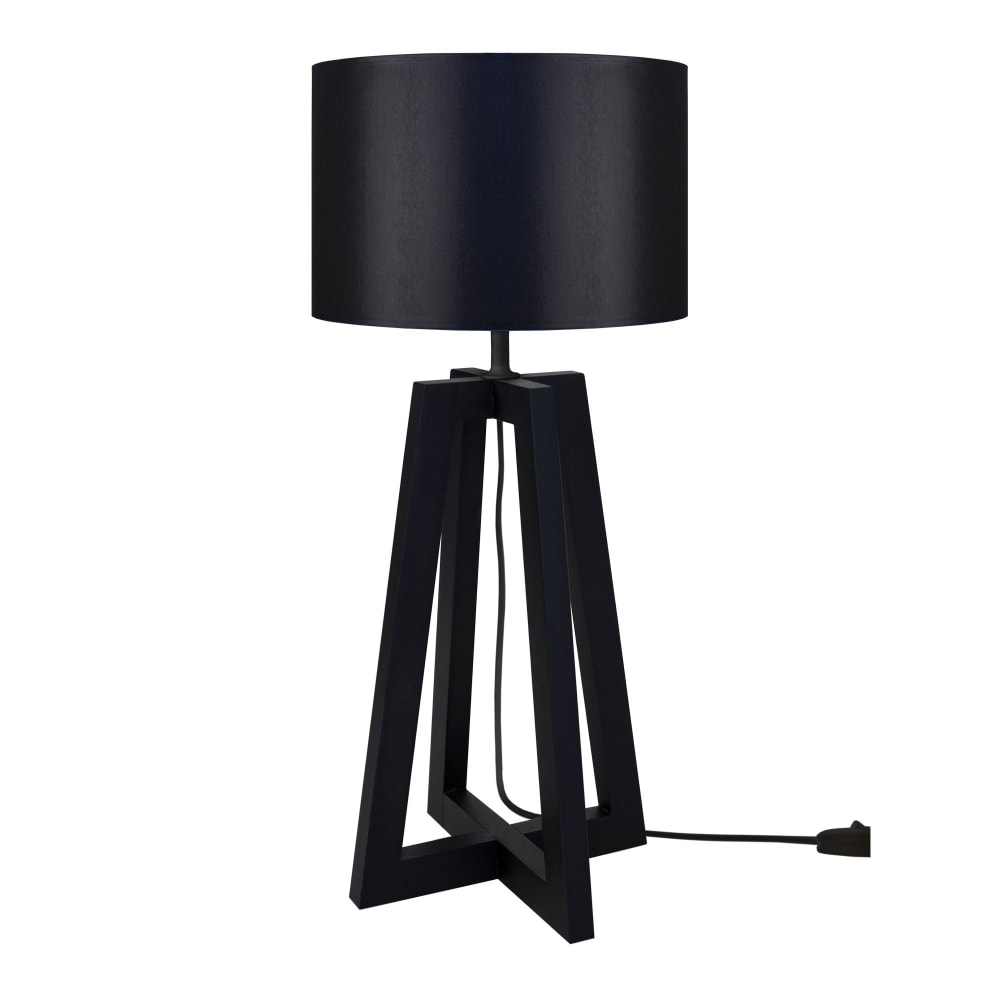 Lampe à poser bois H50cm noir;Abat-jour: noir