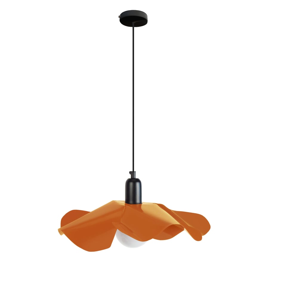 Suspension métal noir abat-jour fleur orange - Maisons du Monde