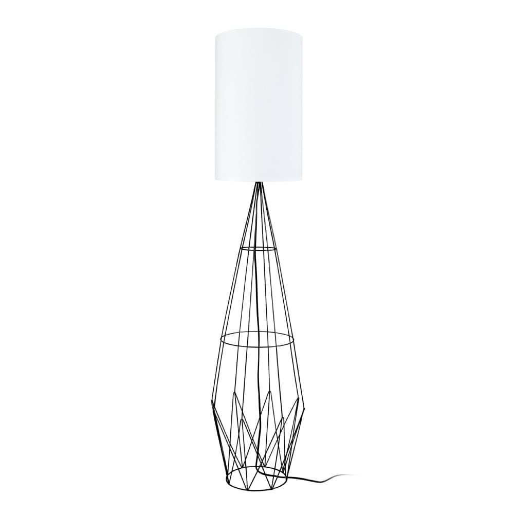 Lampadaire métal noir abat-jour tissu blanc - Maisons du Monde