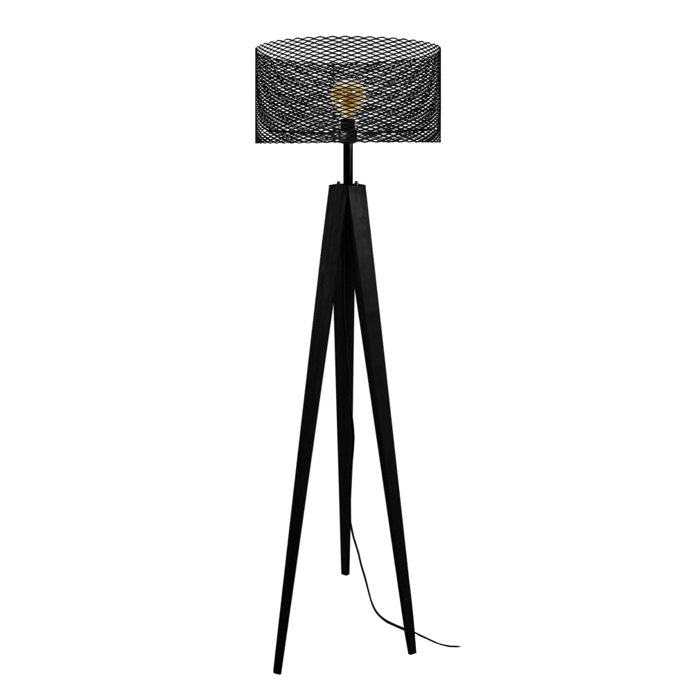 Lampadaire  bois abat-jour métal  noir - Maisons du Monde