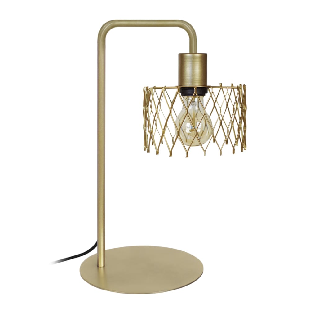 Lampe de bureau métal or abat-jour or