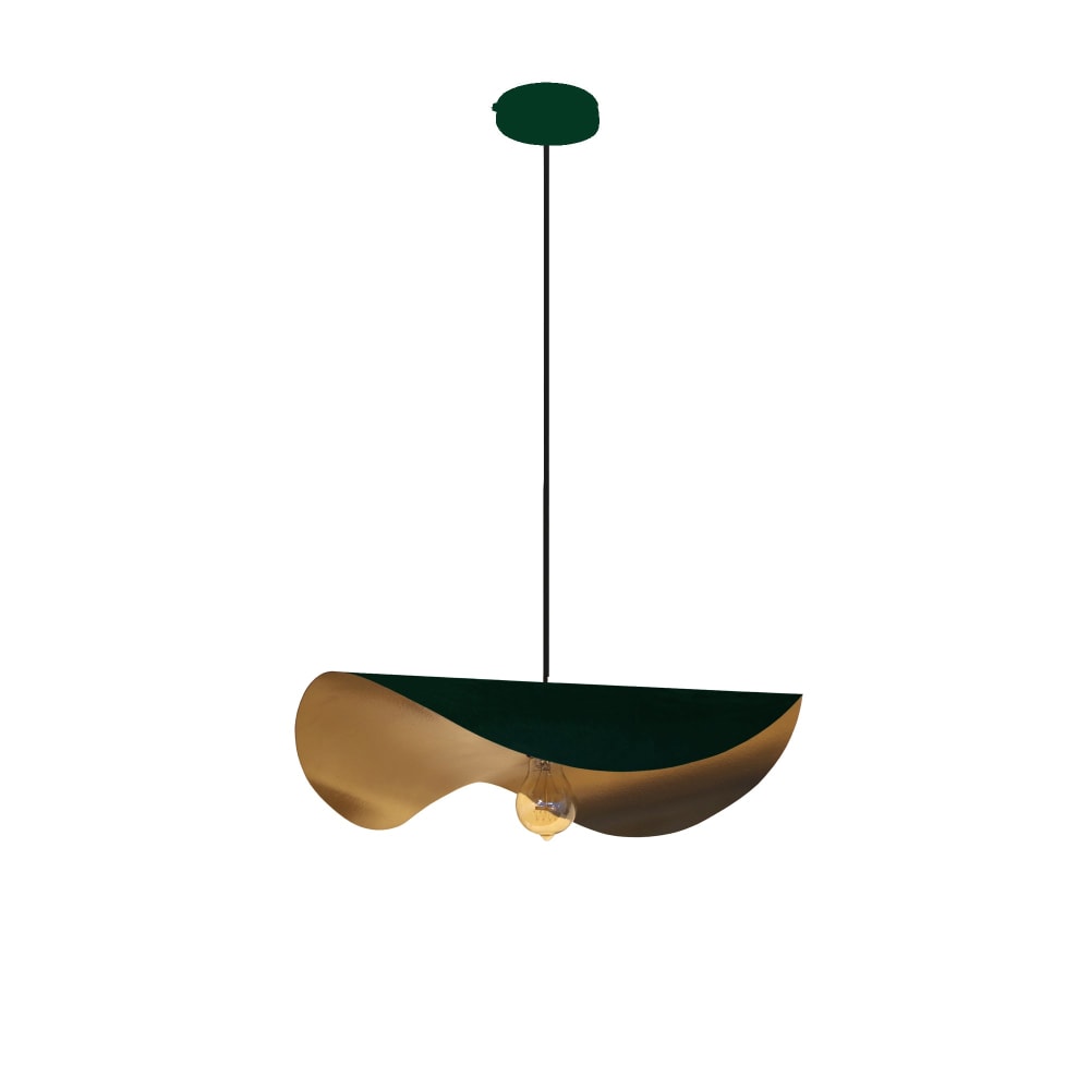 Suspension métal  vert abat-jour vert et or
