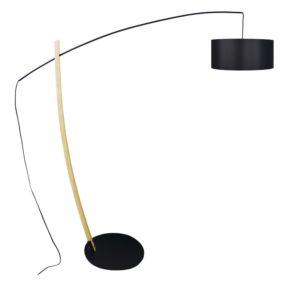 Lampadaire bois métal noir H190cmAbat-jour noir — vue 3