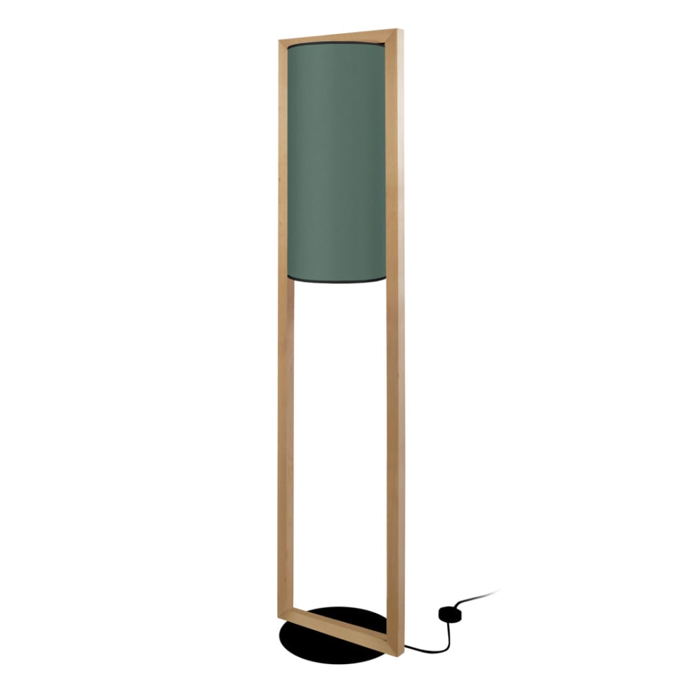 Suspension bois foncé métal noir abat-jour vert