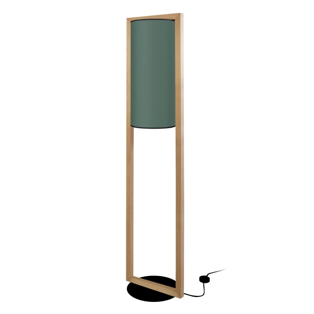 Suspension bois foncé métal noir abat-jour vert - Maisons du Monde