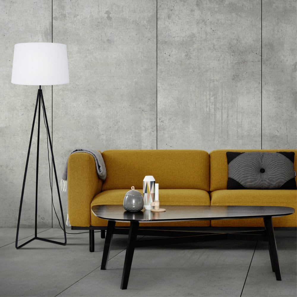 Lampadaire métal noir abt-jour blanc - Maisons du Monde