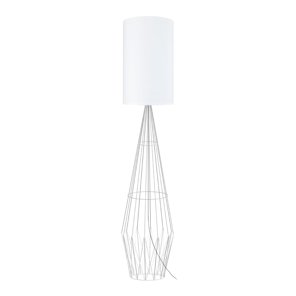 Lampadaire   métal abat-jour tissu  blanc