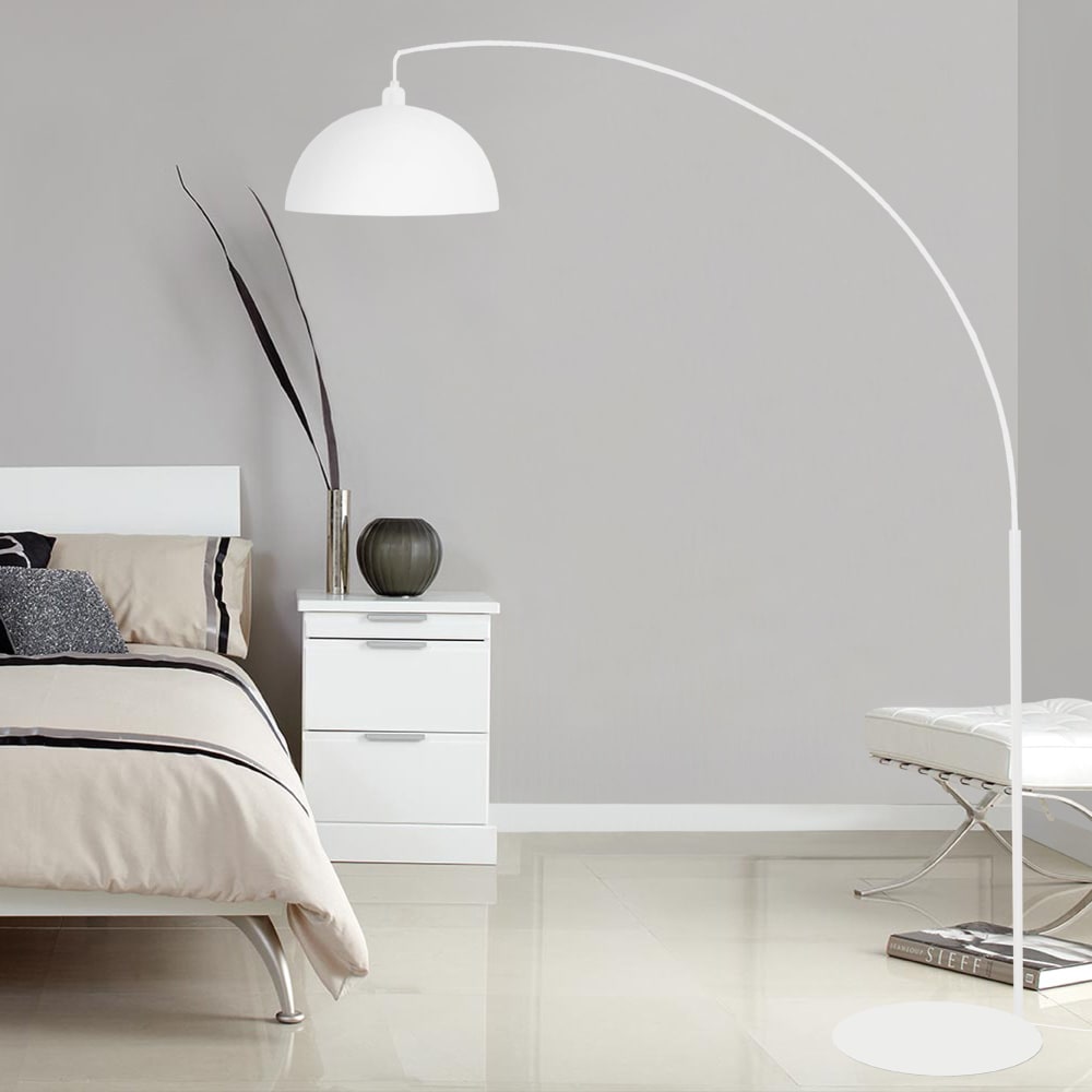 Lampadaire métal blanc abat-jour blanc