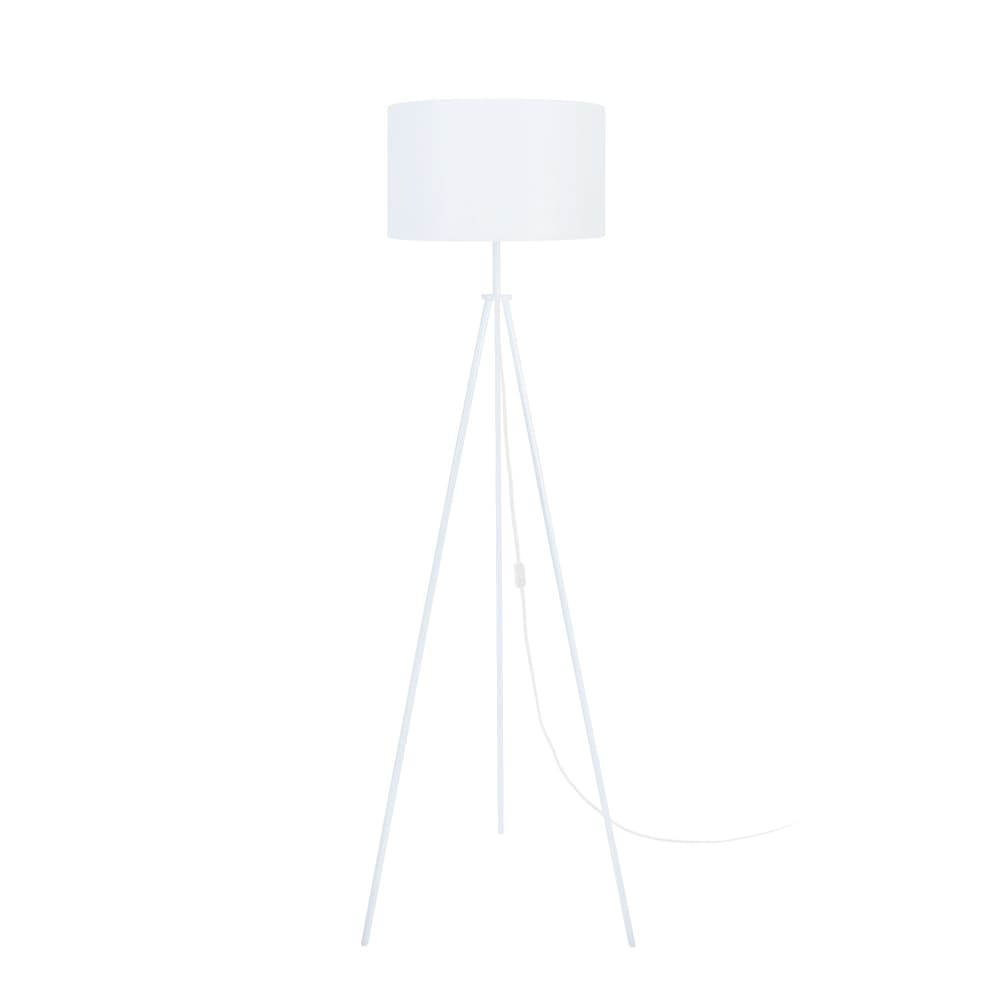 Lampada da terra metallo treppiede paralume metallo bianco -