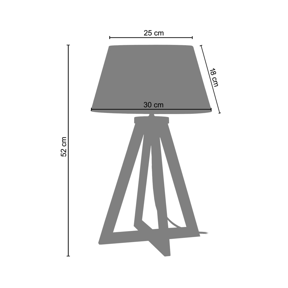Lampe de table quadripied bois naturel abat-jour tissu écru — vue 4