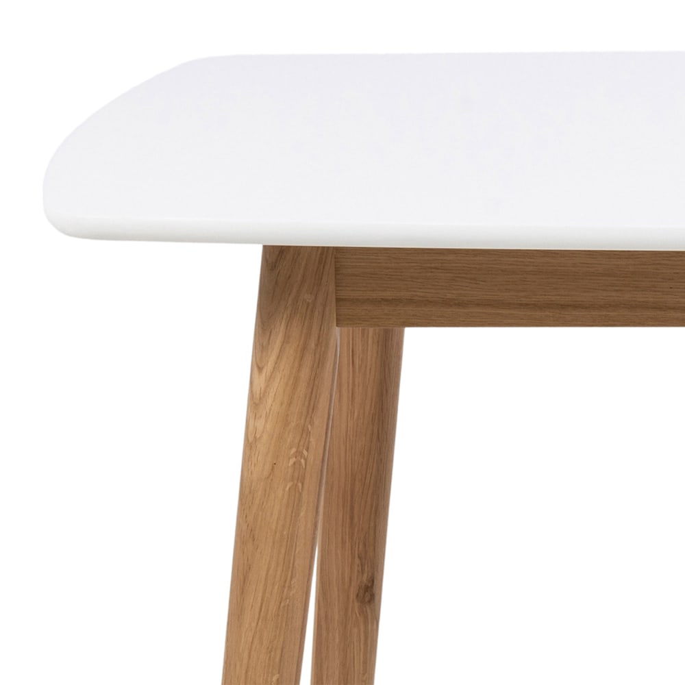 Table à manger 150x80x75,5 cm décor blanc et naturel - NAWEL