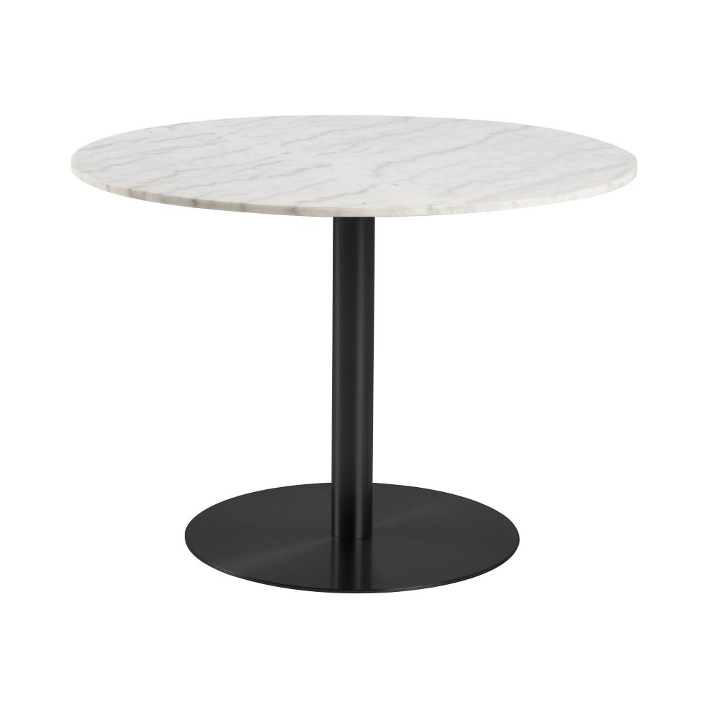 Table à manger ronde 105x105x75 cm en marbre blanc et pied noir