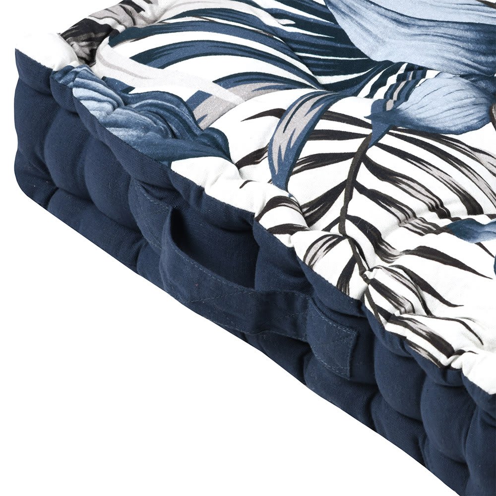 Coussin de sol bleu coton 45x45cm — vue 3