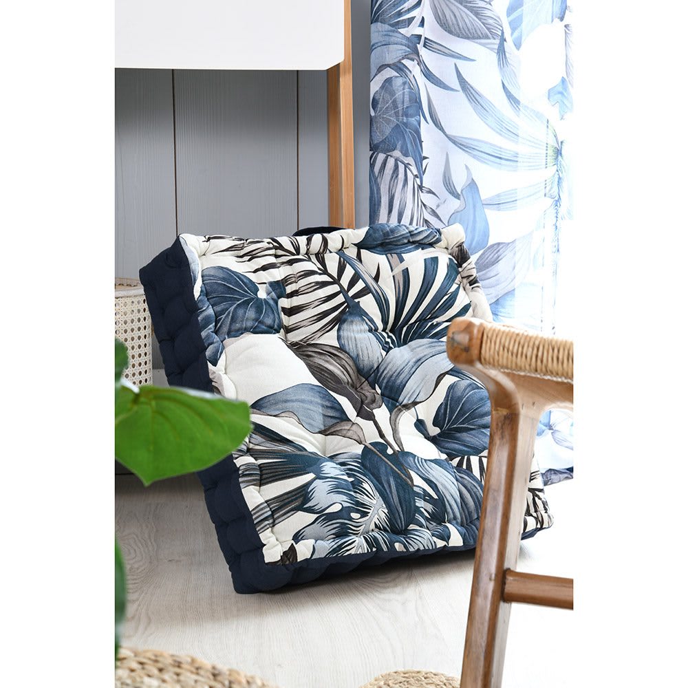 Coussin de sol bleu coton 45x45cm — vue 4