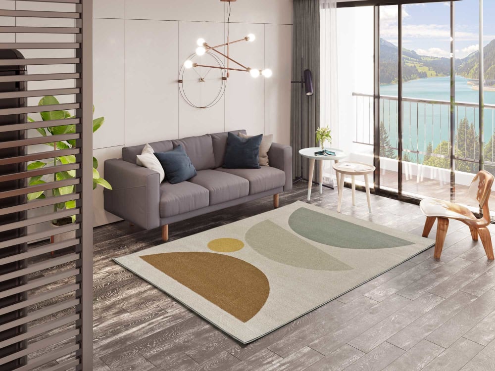 Tapis scandinave beige/multicolore 160x230 cm — vue 3