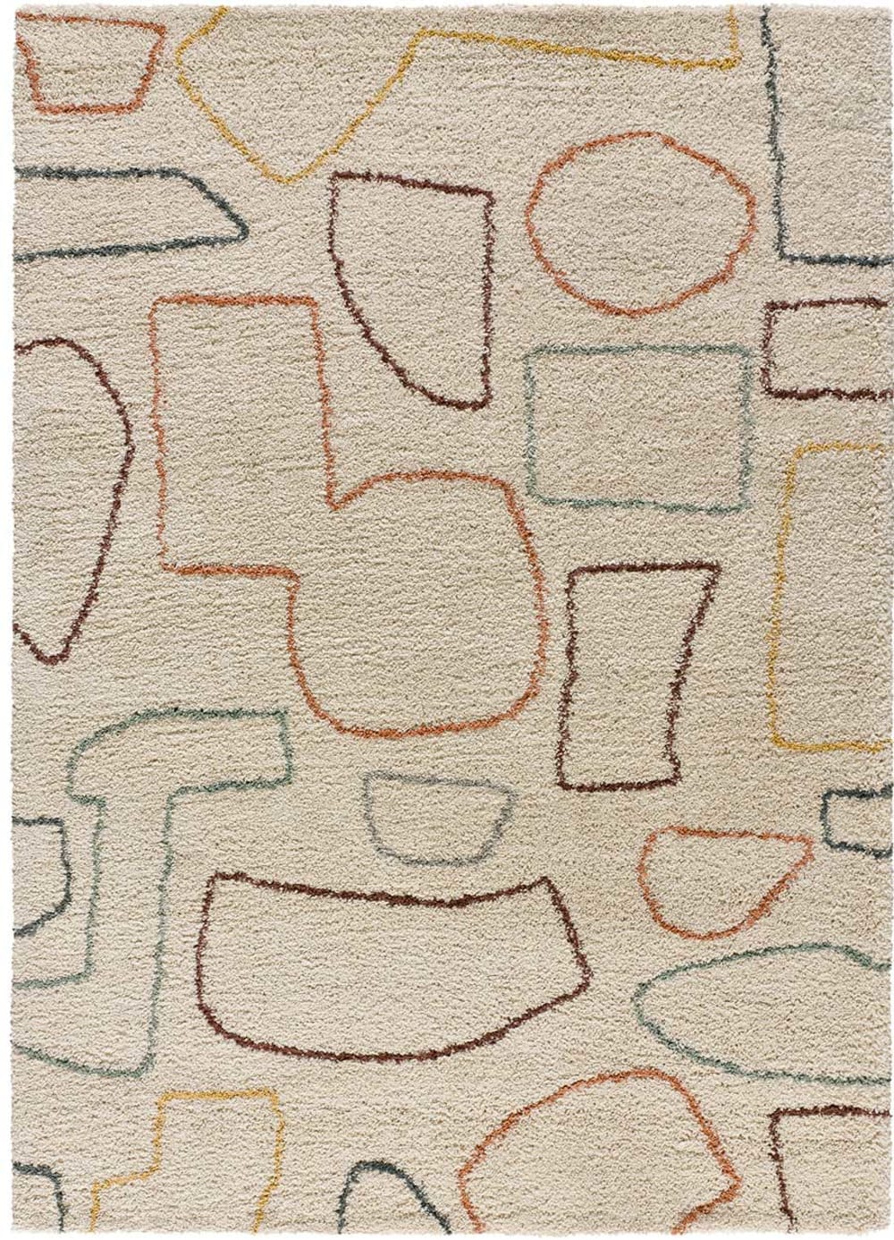 Alfombra de pelo largo beige/multicolor 80x150 cm