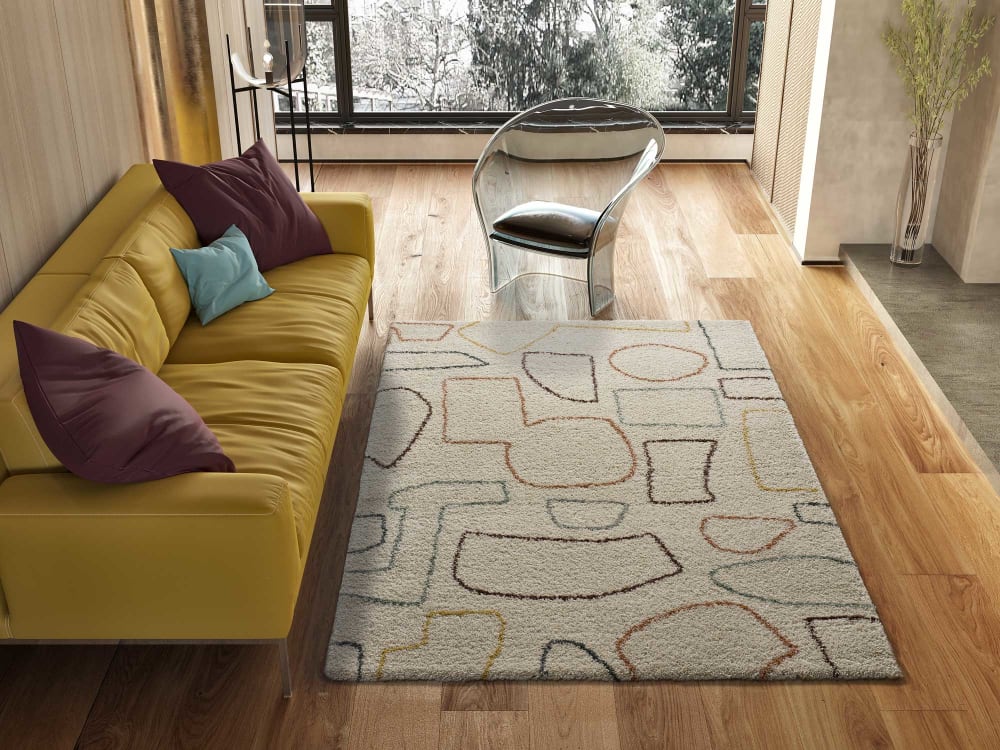 Tapis shaggy scandinave beige/multicolore 80x150 cm — vue 3
