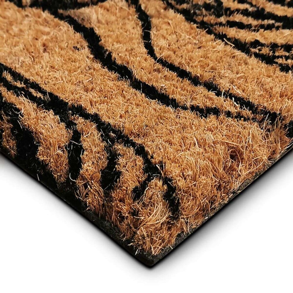 Paillasson fibre de coco motif feuilles naturel-noir 60x40 — vue 4