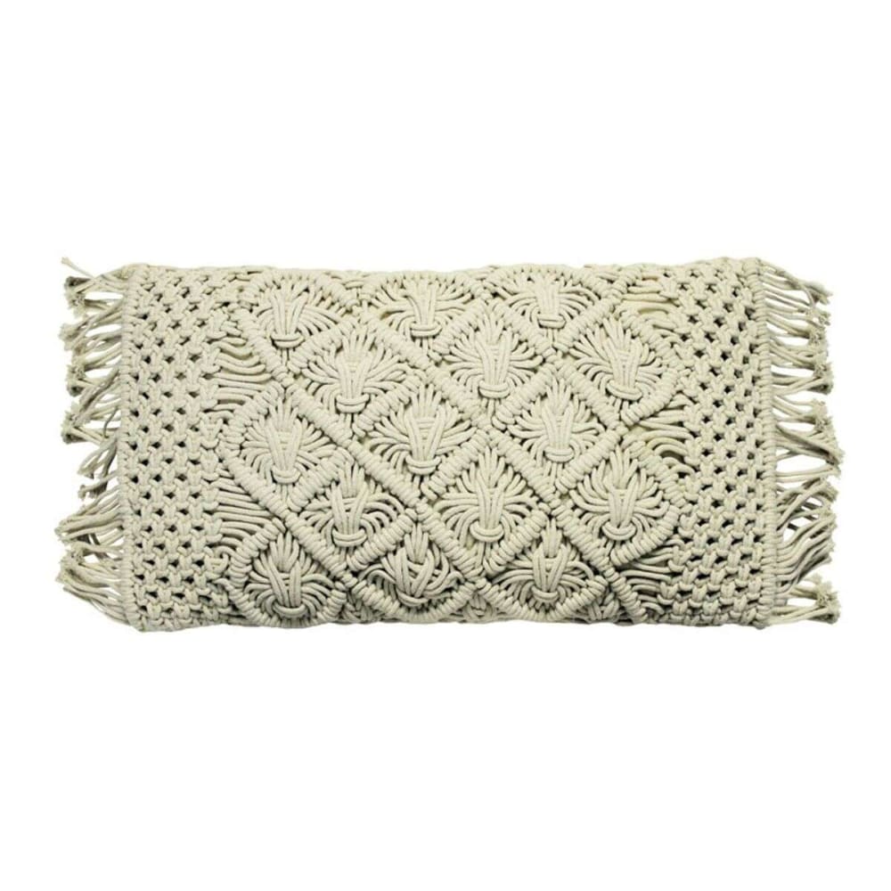 Coussin macramé en coton tressé naturel 30x50 — vue 3