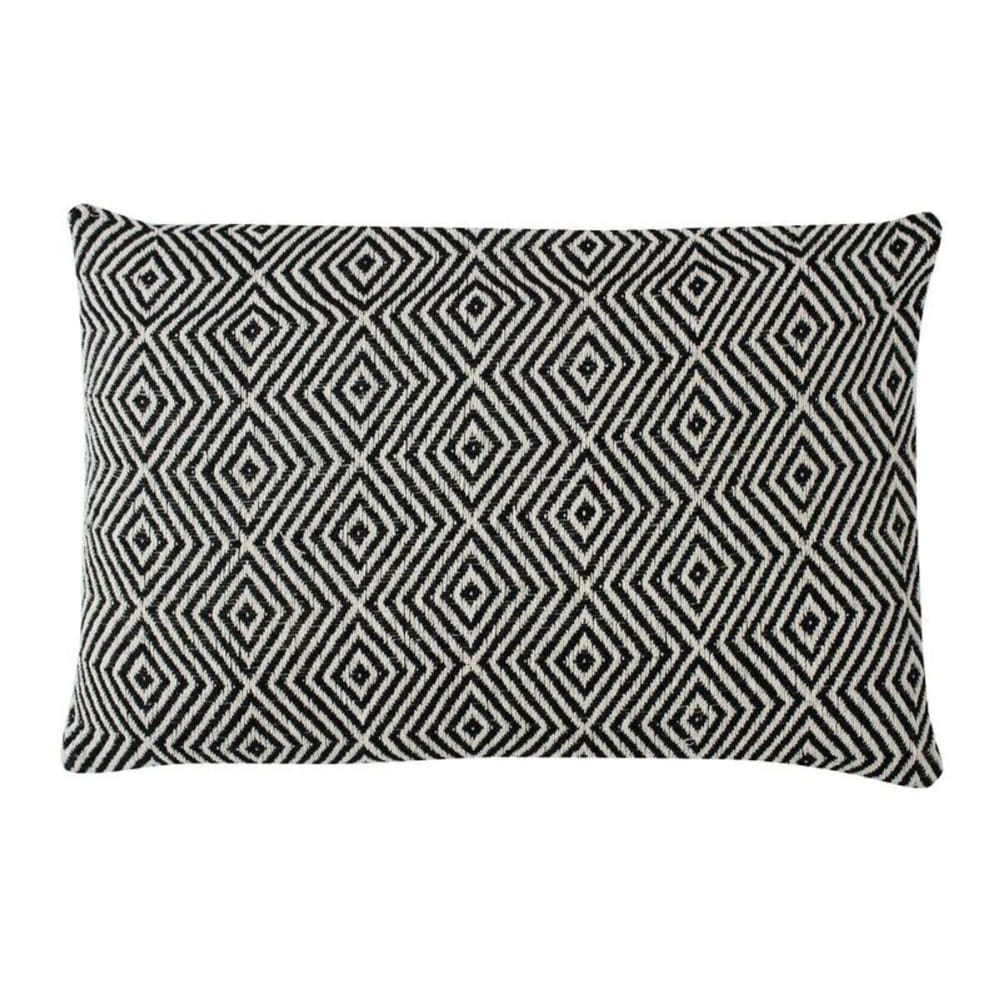 Coussin ethnique motif ikat naturel et noir 60x40 — vue 3