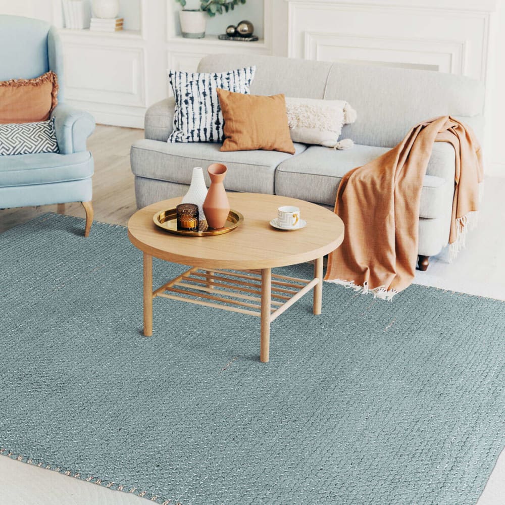 Tapis artisanal en jute et coton chenille gris clair 160x230 — vue 3